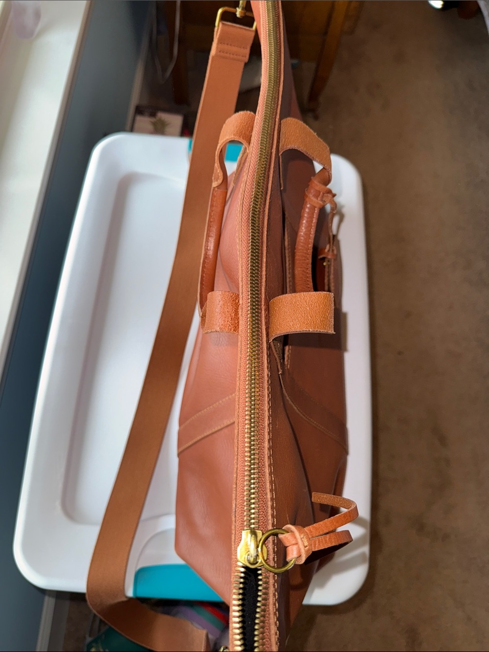 Madewell Classic Leather Transport Weekender Bag - English Saddle Brown - Picture 8 of 8
